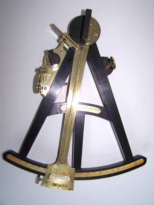 A beautiful ebony Octant by Spencer Browning & Rust with its' original painted and stenciled case having the initials 'W E B' circa 1820. — image 2